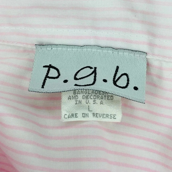 Vintage P.G.B Pink Stripe Embroidery Floral Bird Print Women Large Novelty - Picture 2 of 9